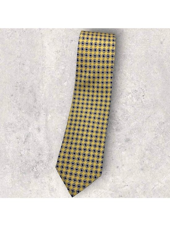 Polo Ralph Lauren Other - POLO RALPH LAUREN Silk Tie ITALY Yellow Blue White Geometric W:3.5" EUC